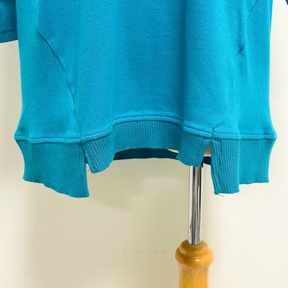 Rafaella Teal Blue Green V Neck 3/4 Sleeve Textured Stripe Top NWT 1X Stretch - Picture 3 of 9